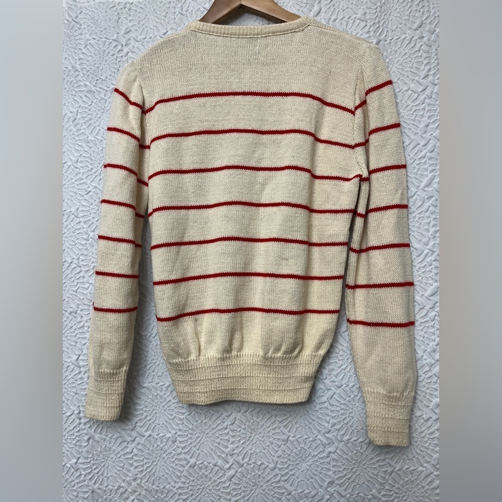 Par Four Sweater Vintage 90’s Deadstock Cream Red Stripes 100% Cotton Golf EUC - Picture 14 of 15